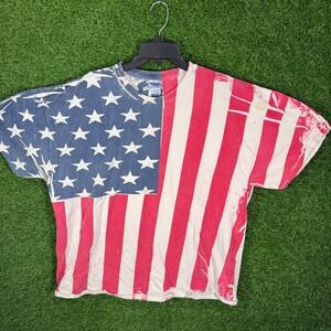 Gildan Mens American Flag T Shirt 2XL Graphic Tee‎ Red White Blue Patriotic